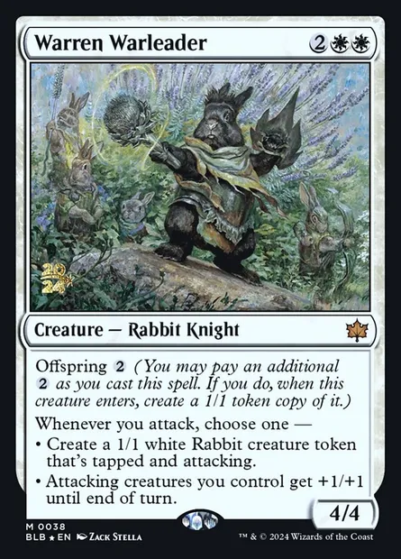 Warren Warleader, Magic card PBLB 38s — Bloomburrow Promos set