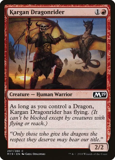 Kargan Dragonrider, Magic card M19 297 — Core Set 2019 set