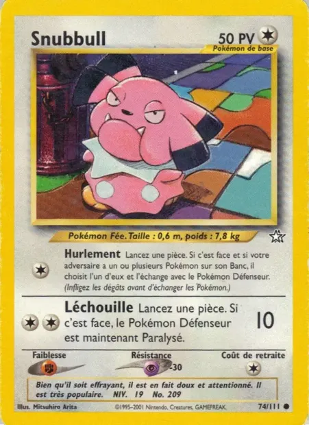 Snubbull, carte Pokémon NG 74 — extension Neo Genesis