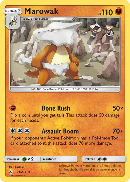 Marowak, Pokémon card UNB 91 — Unbroken Bonds set