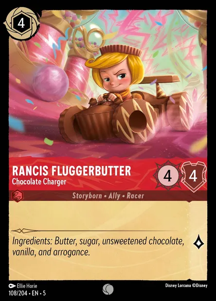 Rancis Fluggerbutter - Chocolate Charger, Disney Lorcana card CH5-108 — Shimmering Skies set