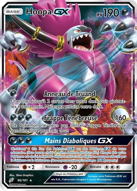 Hoopa GX, carte Pokémon TEU 96 — extension Duo de Choc