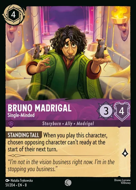 Bruno Madrigal - Single-Minded, Disney Lorcana card CH8-051 — The Reign of Jafar set