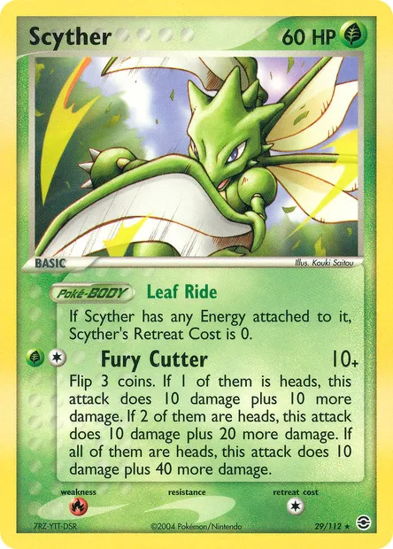 Scyther, Pokémon card RG 29 — FireRed & LeafGreen set