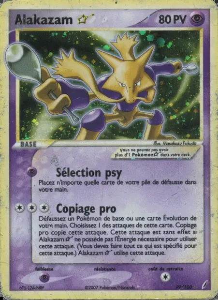 Alakazam ☆, carte Pokémon CG 99 — extension EX Gardiens de Cristal