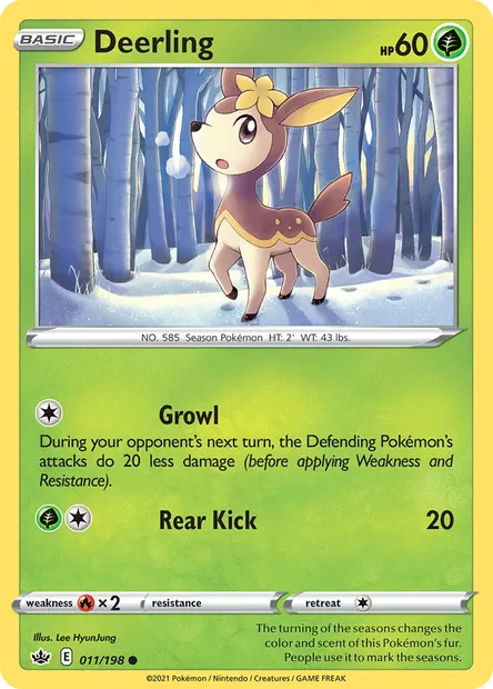 Deerling, Pokémon card CRE 11 — Chilling Reign set