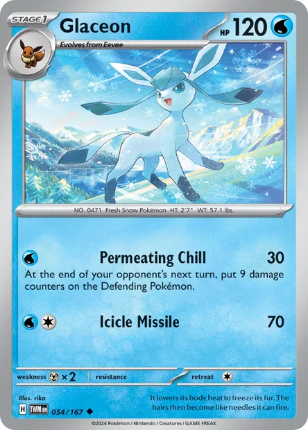 Glaceon, Pokémon card TWM 054 — Twilight Masquerade set