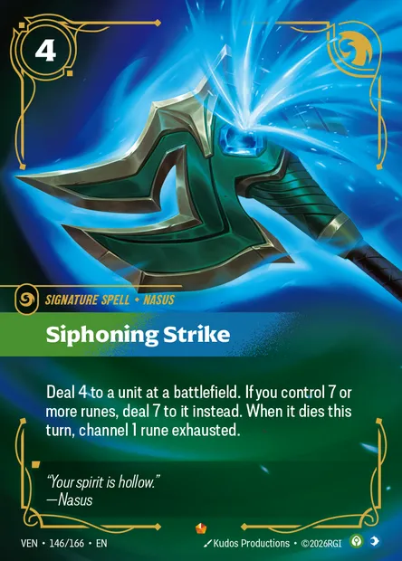 Siphoning Strike, Riftbound card VEN 146 — Vendetta set