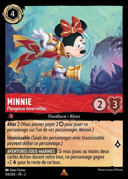 Minnie - Plongeuse émerveillée, carte Disney Lorcana CH2-114 — extension L'Ascension des Floodborn