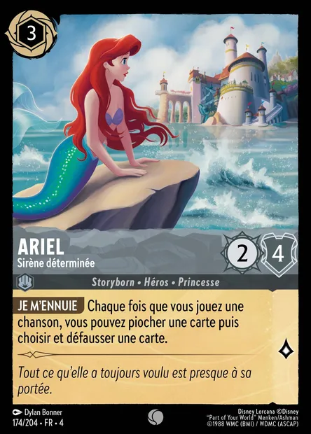 Ariel - Sirène déterminée, carte Disney Lorcana CH4-174 — extension Le Retour d'Ursula