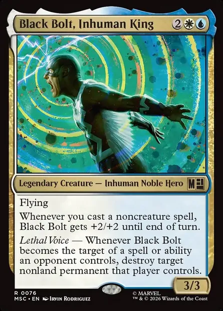 Black Bolt, Inhuman King, Magic card MSC 76 — Marvel Super Heroes Commander set