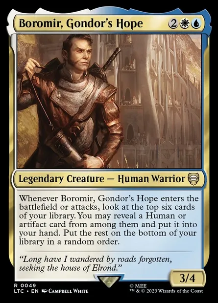 Boromir, Gondor's Hope, Magic card LTC 49 — Tales of Middle-earth Commander set
