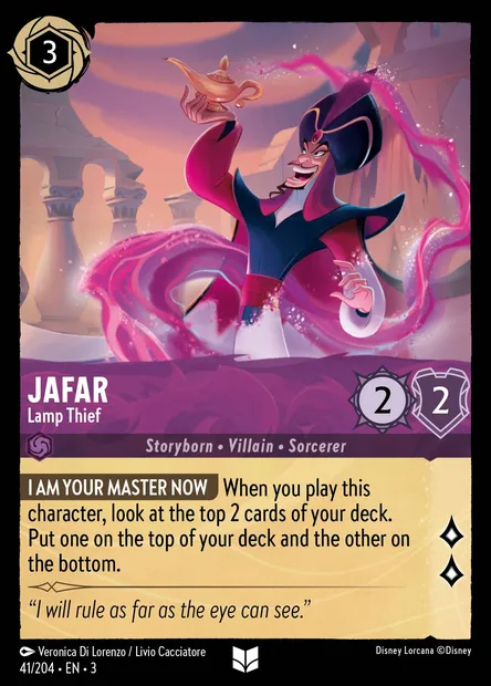 Jafar - Lamp Thief, Disney Lorcana card CH3-041 — Into the Inklands set