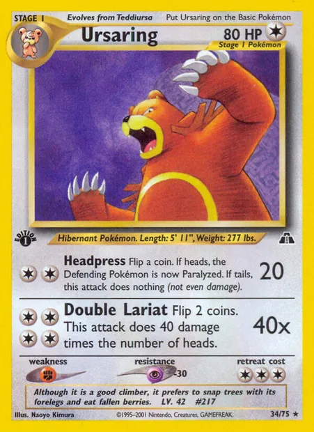 Ursaring, Pokémon card ND 34 — Neo Discovery set