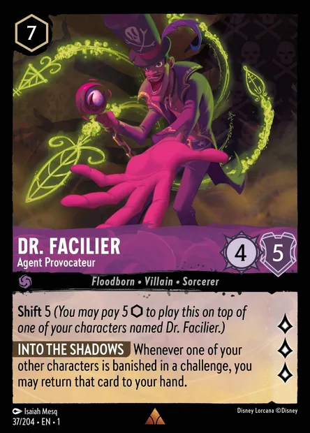 Dr. Facilier - Agent Provocateur, Disney Lorcana card CH1-037 — The First Chapter set