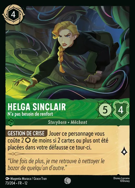 Helga Sinclair - N'a pas besoin de renfort, carte Disney Lorcana CH12-073 — extension Contrées Inconnues