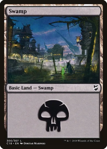 Swamp, Magic card C18 300 — Commander 2018 set