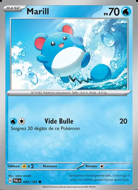 Marill, carte Pokémon PAL 044 — extension Évolutions à Paldea
