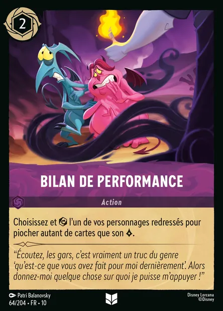 Bilan de performance, carte Disney Lorcana CH10-064 — extension Lueurs dans les Profondeurs