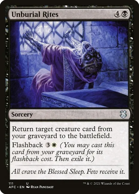 Unburial Rites, Magic card AFC 111 — Forgotten Realms Commander set