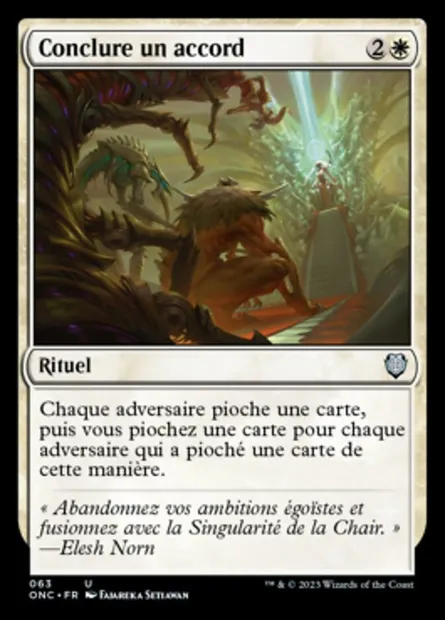 Conclure un accord, carte Magic ONC 63 — extension Phyrexia: All Will Be One Commander