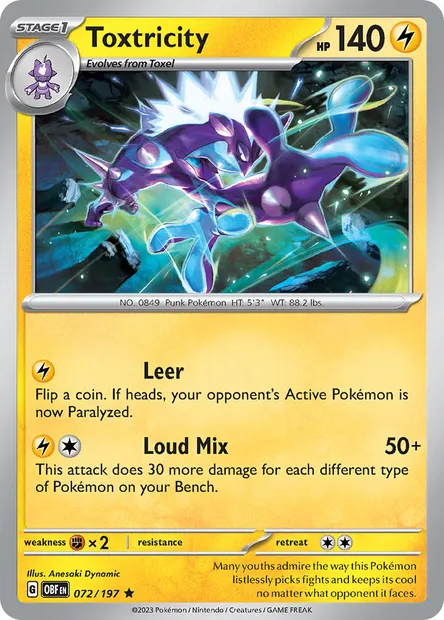 Toxtricity, Pokémon card OBF 072 — Obsidian Flames set