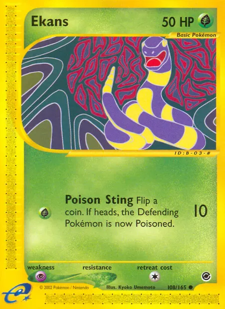Ekans, Pokémon card EX 108 — Expedition Base Set set