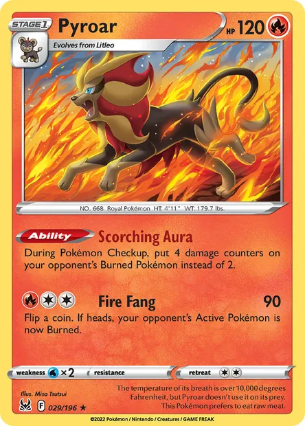 Pyroar, Pokémon card LOR 029 — Lost Origin set