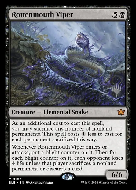 Rottenmouth Viper, Magic card PBLB 107p — Bloomburrow Promos set