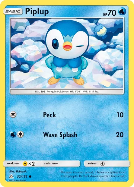 Piplup, Pokémon card UPR 32 — Ultra Prism set
