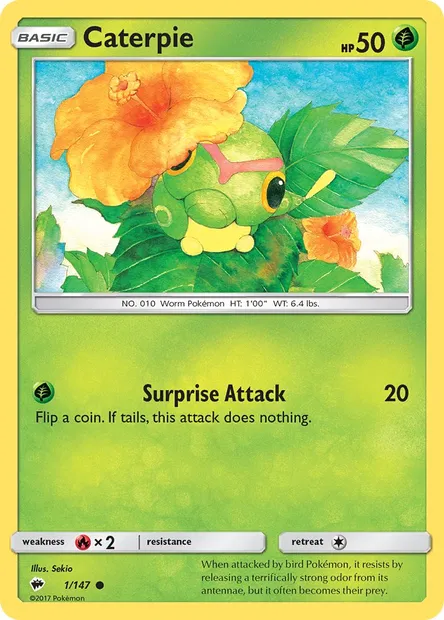 Caterpie, Pokémon card BUS 1 — Burning Shadows set