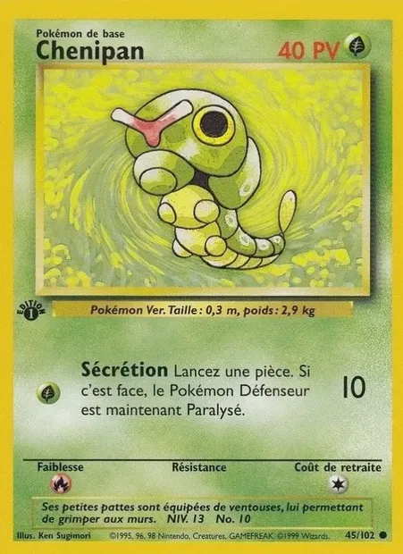 Chenipan, carte Pokémon BS 45 — extension Set de Base