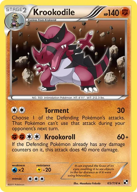 Krookodile, Pokémon card BLW 65 — Black & White set