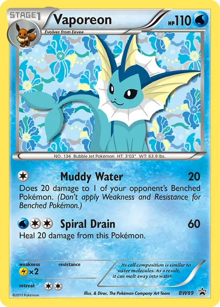 Vaporeon, Pokémon card BW 89 — BW Black Star Promos set