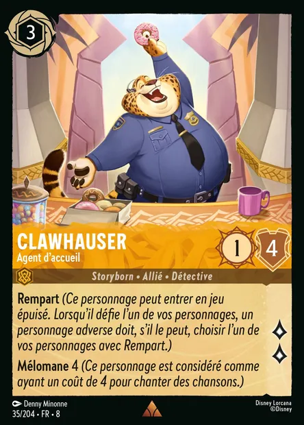 Clawhauser - Agent d'accueil, carte Disney Lorcana CH8-035 — extension Le Règne de Jafar