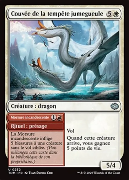 Couvée de la tempête jumegueule // Morsure incandescente, carte Magic TDM 232 — extension Tarkir: Dragonstorm