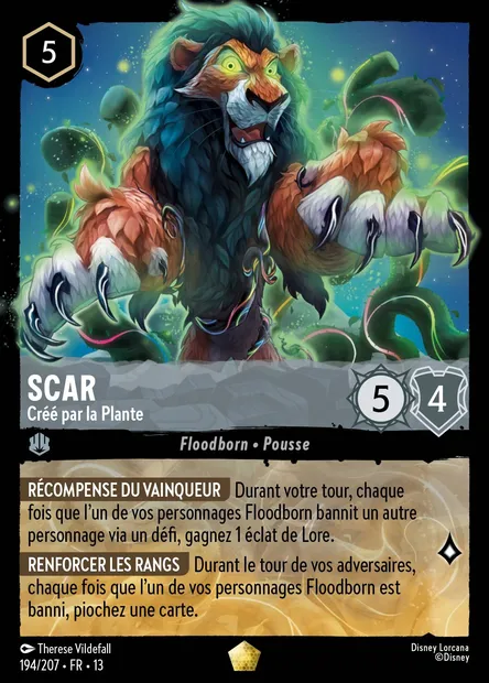 Scar - Créé par la Plante, carte Disney Lorcana CH13-194 — extension Invasion Epineuse!