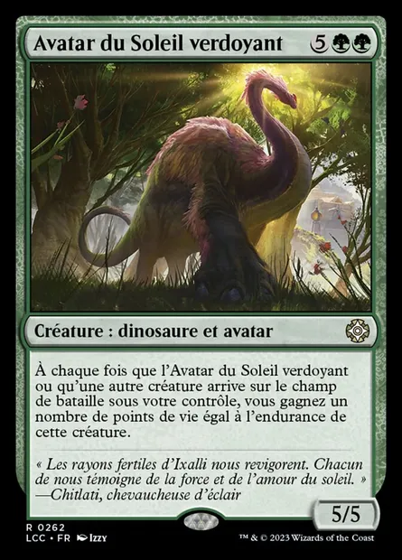 Avatar du Soleil verdoyant, carte Magic LCC 262 — extension The Lost Caverns of Ixalan Commander