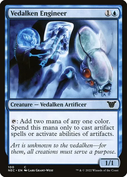 Vedalken Engineer, Magic card NEC 100 — Neon Dynasty Commander set