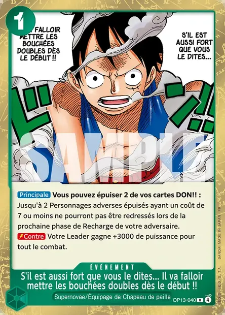 S'il est aussi fort que vous le dites... Il va falloir mettre les bouchées doubles dès le début !!, carte One Piece OP13-040 — extension SUCCESSEURS