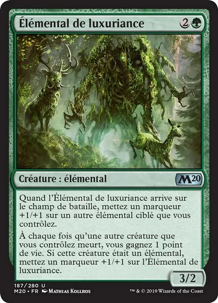 Élémental de luxuriance, carte Magic M20 187 — extension Core Set 2020
