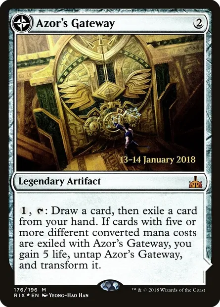 Portail d'Azor // Sanctuaire du Soleil, carte Magic PRIX 176s — extension Rivals of Ixalan Promos
