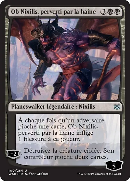 Ob Nixilis, perverti par la haine, carte Magic WAR 100 — extension La guerre des Planeswalkers