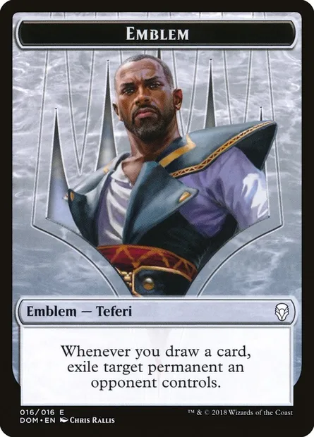 Teferi, Hero of Dominaria Emblem, carte Magic TDOM 16 — extension Dominaria Tokens