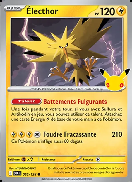 Électhor, carte Pokémon 30C 055 — extension 30ᵉ Anniversaire