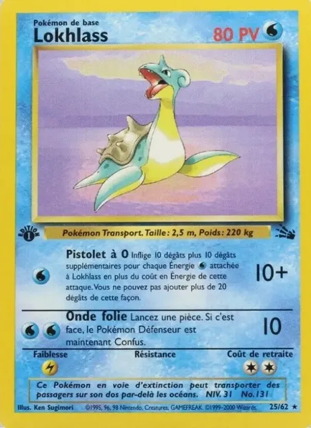 Lokhlass, carte Pokémon FO 25 — extension Fossile