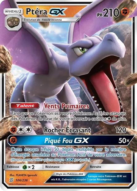 Ptéra GX, carte Pokémon UNM 106 — extension Harmonie des Esprits