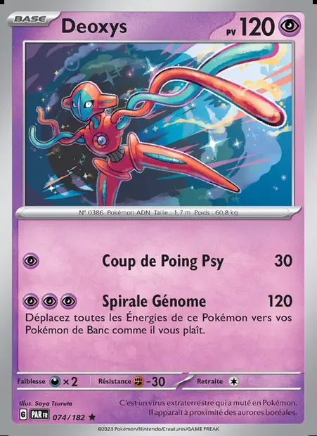 Deoxys, carte Pokémon PAR 074 — extension Faille Paradoxe