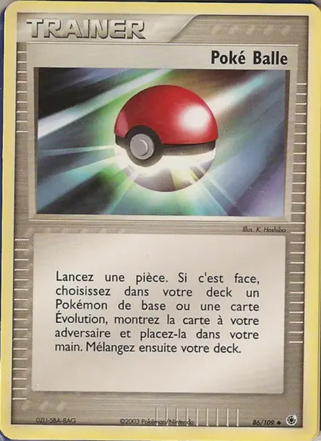 Poké Balle, carte Pokémon RS 86 — extension EX Rubis & Saphir
