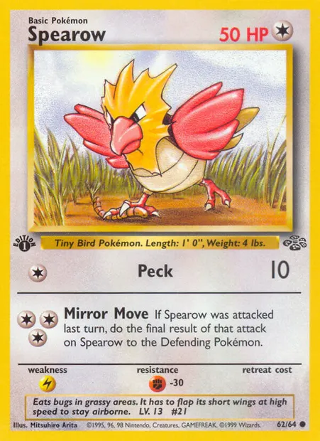 Spearow, Pokémon card JU 62 — Jungle set